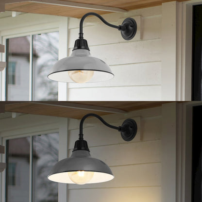 Aurora Farmhouse Industrial Indoor/Outdoor Iron Led Gooseneck Arm Outdoor Sconce
