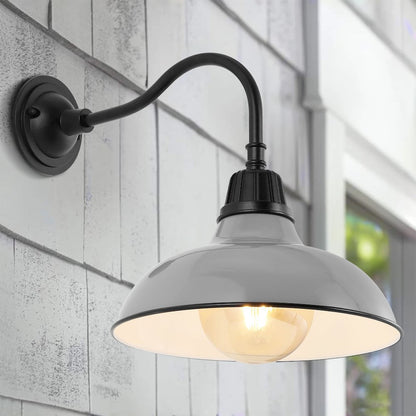 Aurora Farmhouse Industrial Indoor/Outdoor Iron Led Gooseneck Arm Outdoor Sconce