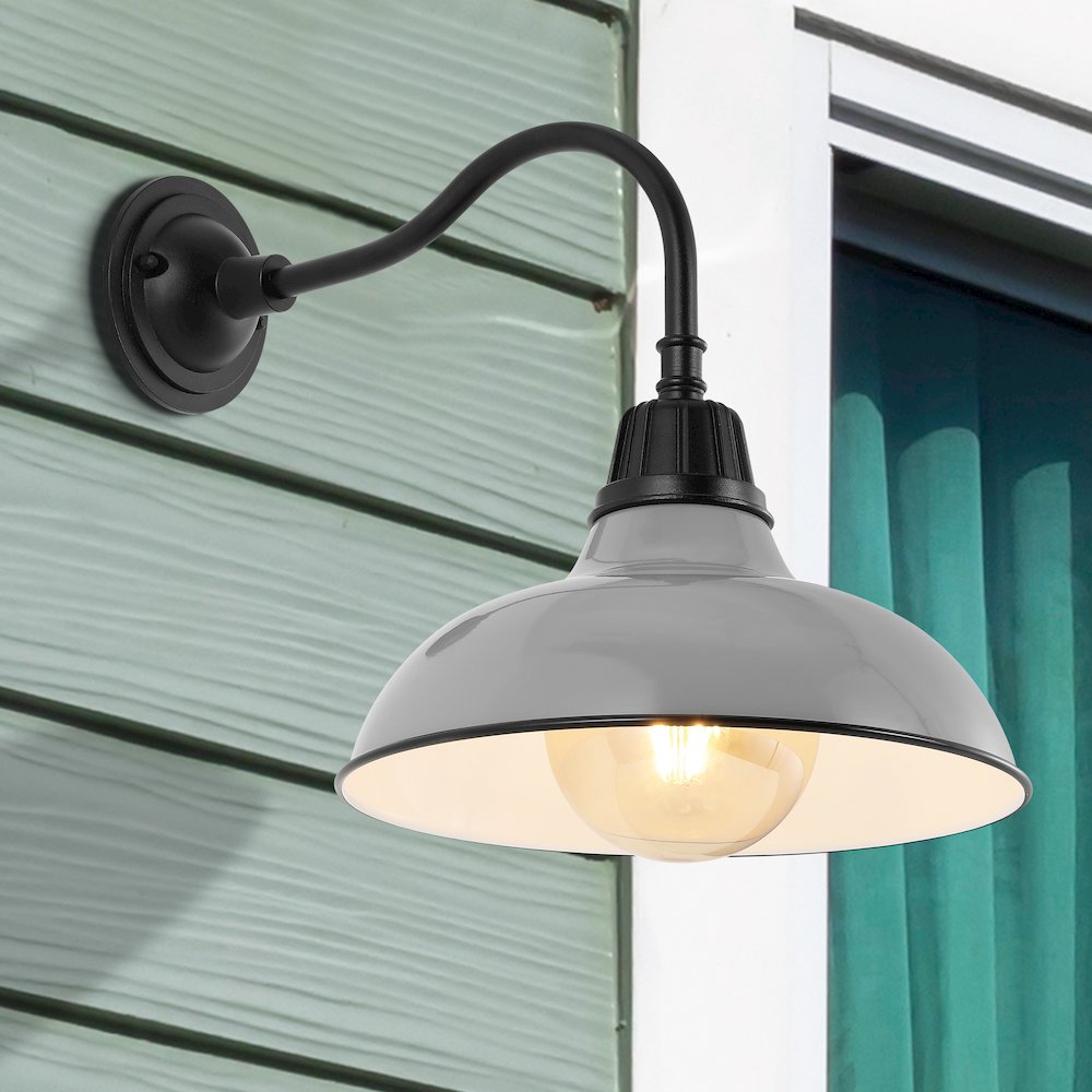 Aurora Farmhouse Industrial Indoor/Outdoor Iron Led Gooseneck Arm Outdoor Sconce