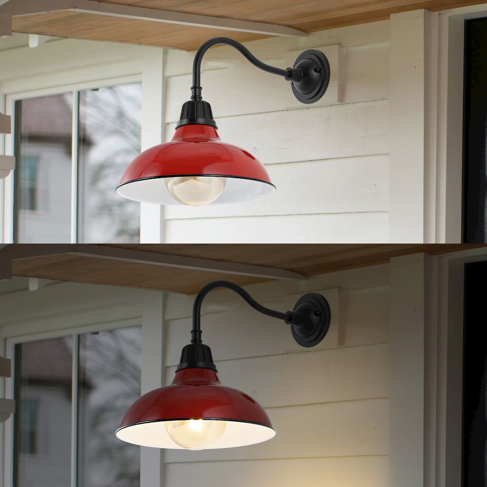 Aurora Farmhouse Industrial Indoor/Outdoor Iron Led Gooseneck Arm Outdoor Sconce