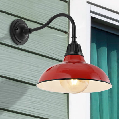 Aurora Farmhouse Industrial Indoor/Outdoor Iron Led Gooseneck Arm Outdoor Sconce
