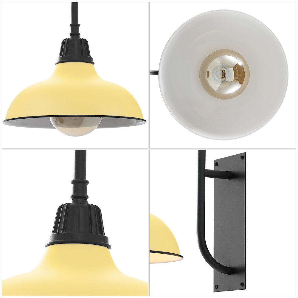 Indoor/Outdoor Iron LED Gooseneck Arm Outdoor Sconce, Matte Yellow