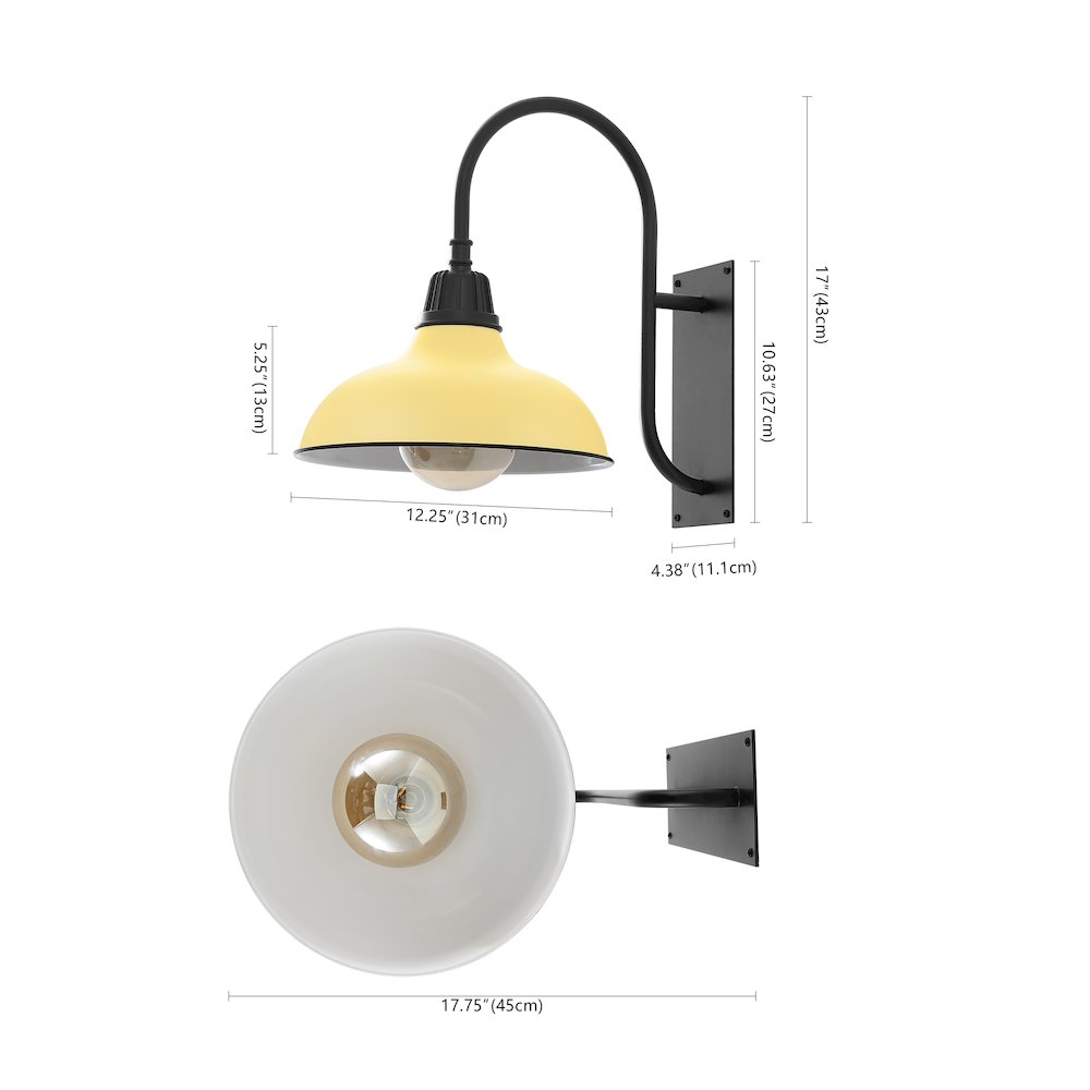 Indoor/Outdoor Iron LED Gooseneck Arm Outdoor Sconce, Matte Yellow