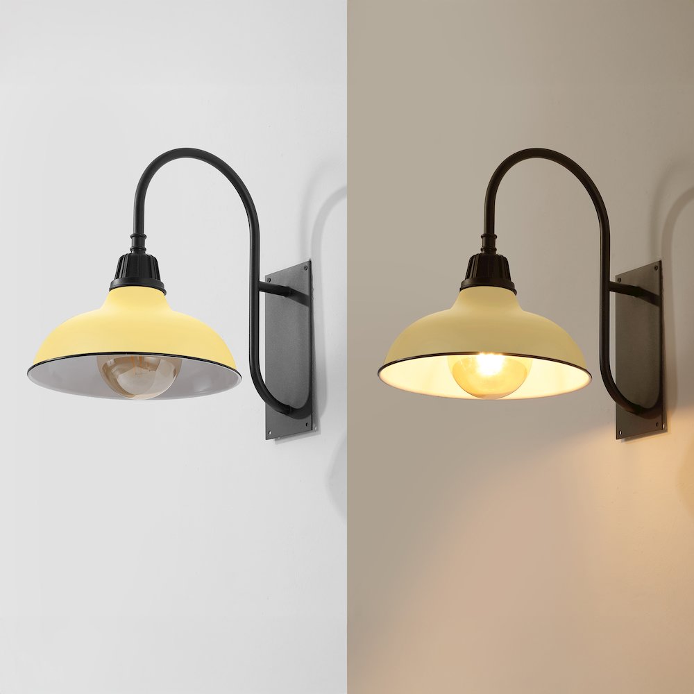 Indoor/Outdoor Iron LED Gooseneck Arm Outdoor Sconce, Matte Yellow