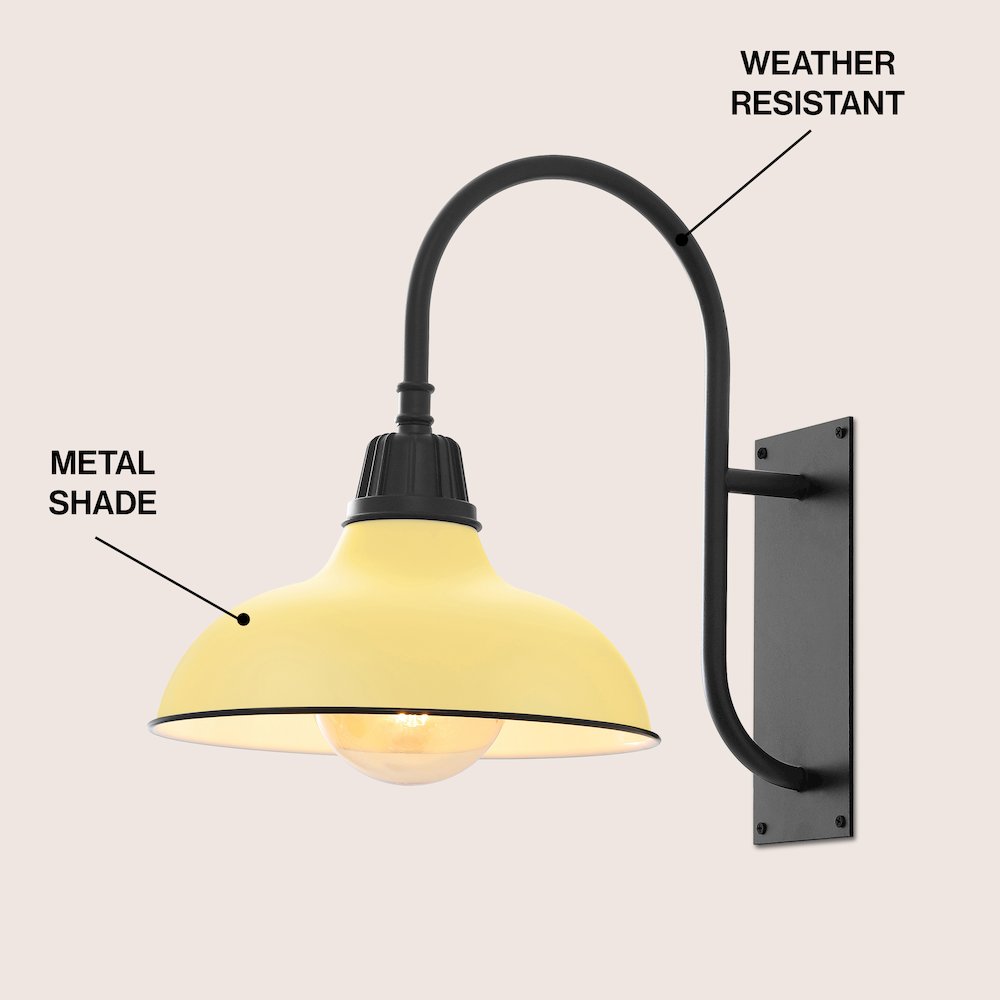 Indoor/Outdoor Iron LED Gooseneck Arm Outdoor Sconce, Matte Yellow
