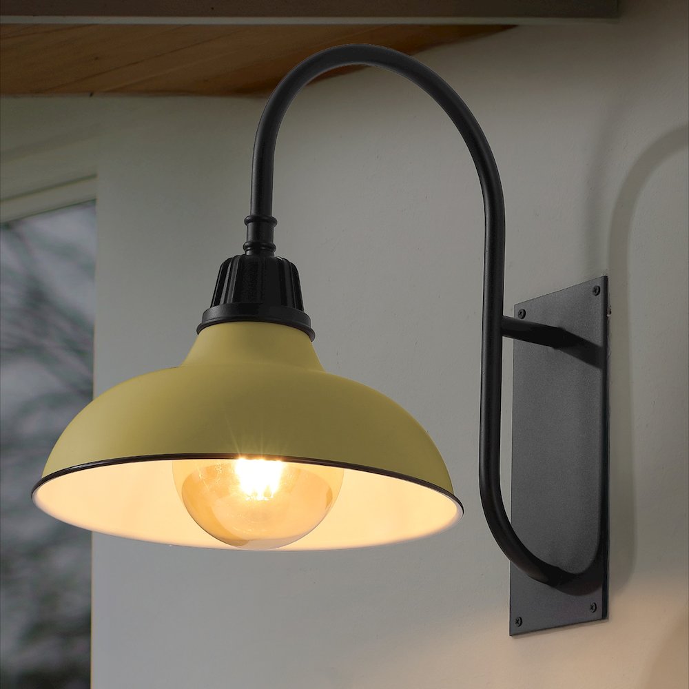 Indoor/Outdoor Iron LED Gooseneck Arm Outdoor Sconce, Matte Yellow