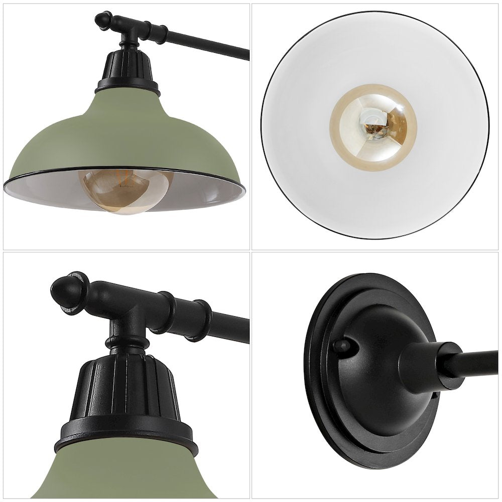 12.25" 1-Light  Iron LED Victorian Arm Outdoor Sconce, Matte Olive Green