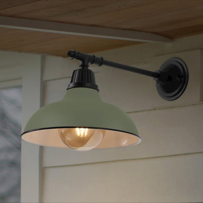 12.25" 1-Light  Iron LED Victorian Arm Outdoor Sconce, Matte Olive Green