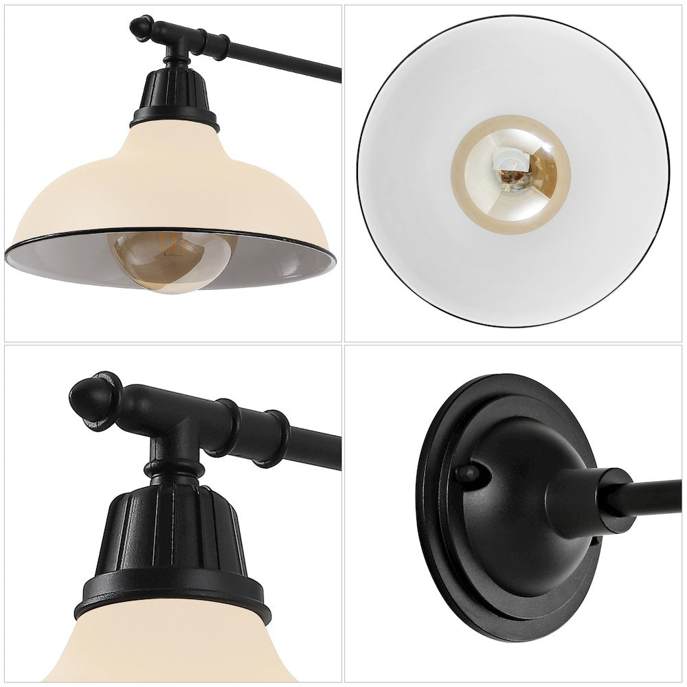 12.25" 1-Light Industrial Iron LED Victorian Arm Outdoor Sconce, Matte Almond