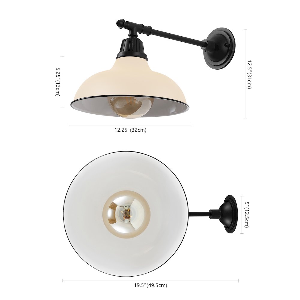 12.25" 1-Light Industrial Iron LED Victorian Arm Outdoor Sconce, Matte Almond