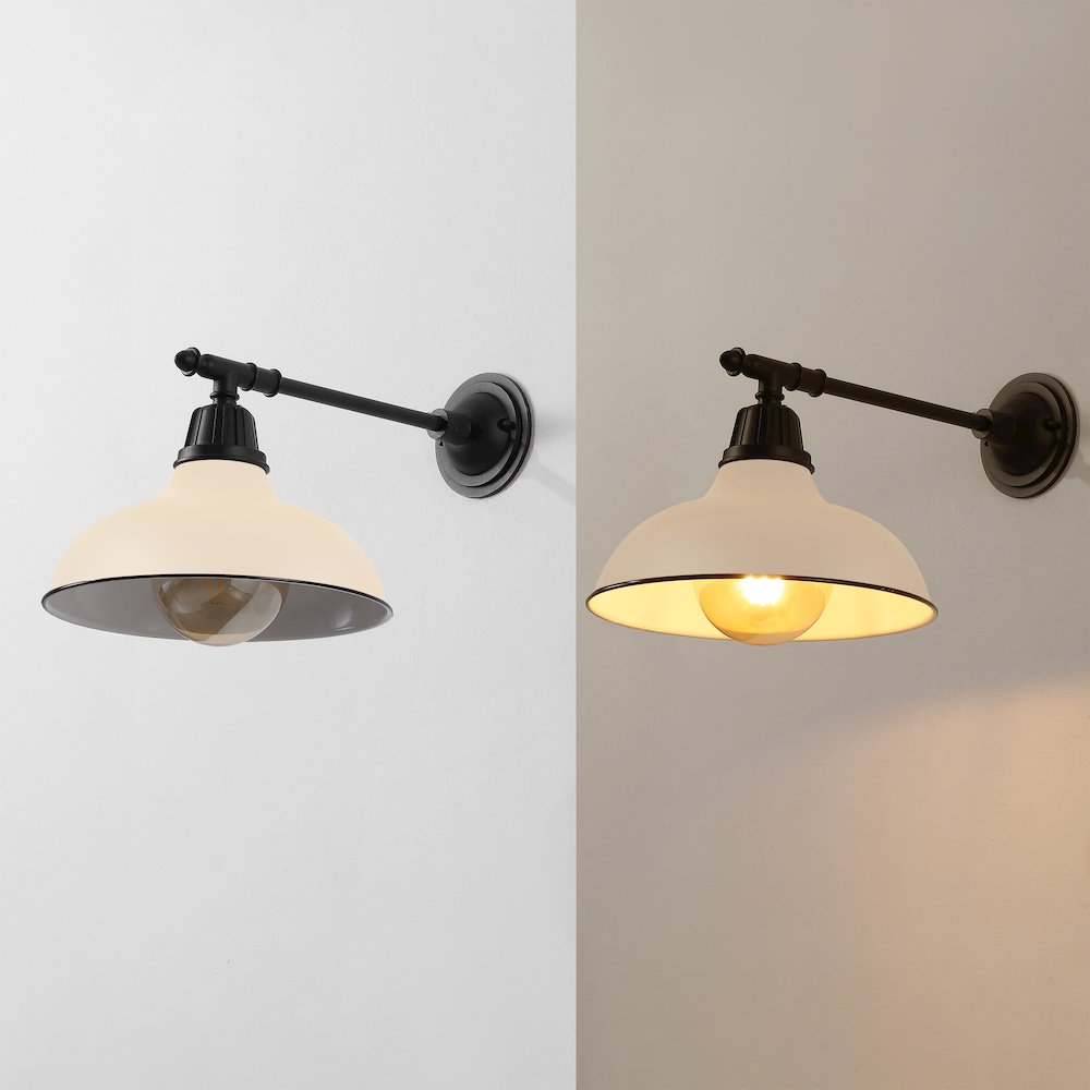 12.25" 1-Light Industrial Iron LED Victorian Arm Outdoor Sconce, Matte Almond