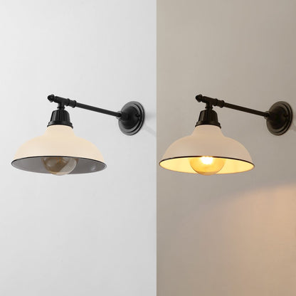 12.25" 1-Light Industrial Iron LED Victorian Arm Outdoor Sconce, Matte Almond