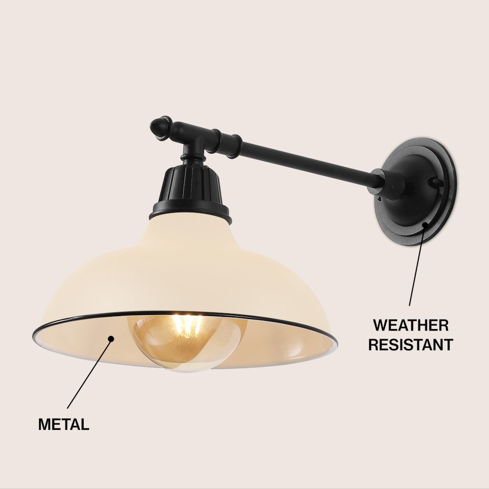 12.25" 1-Light Industrial Iron LED Victorian Arm Outdoor Sconce, Matte Almond