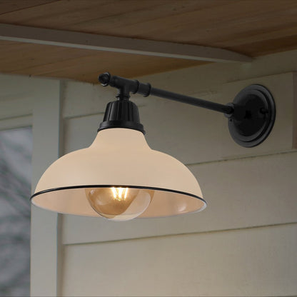 12.25" 1-Light Industrial Iron LED Victorian Arm Outdoor Sconce, Matte Almond