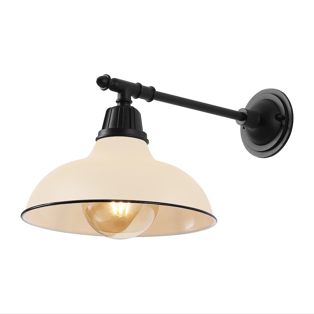12.25" 1-Light Industrial Iron LED Victorian Arm Outdoor Sconce, Matte Almond