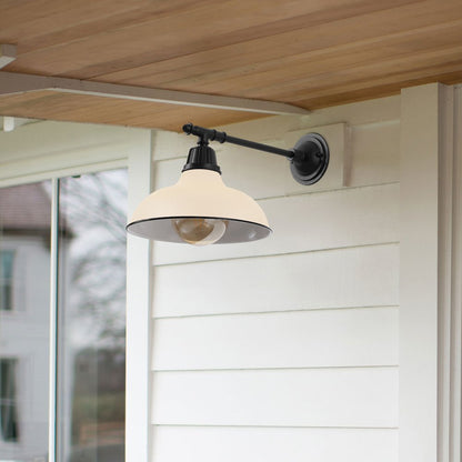 12.25" 1-Light Industrial Iron LED Victorian Arm Outdoor Sconce, Matte Almond