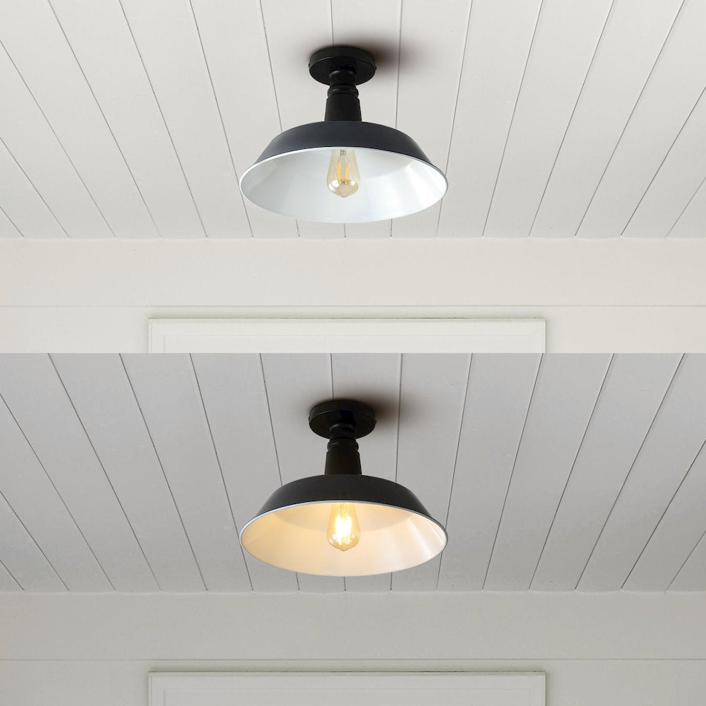 Camila Classic Industrial Indoor/Outdoor Iron Led Semi Flush Mount