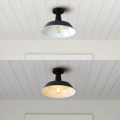 Camila Classic Industrial Indoor/Outdoor Iron Led Semi Flush Mount