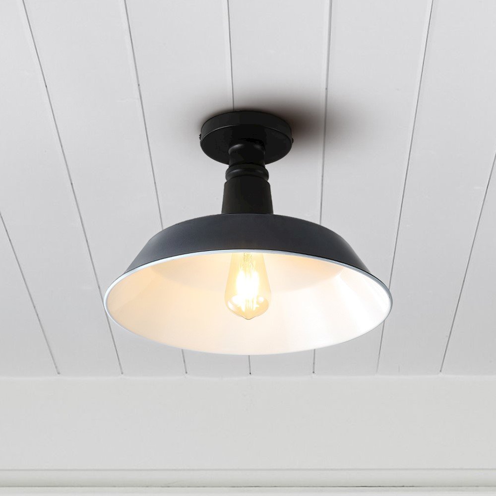 Camila Classic Industrial Indoor/Outdoor Iron Led Semi Flush Mount