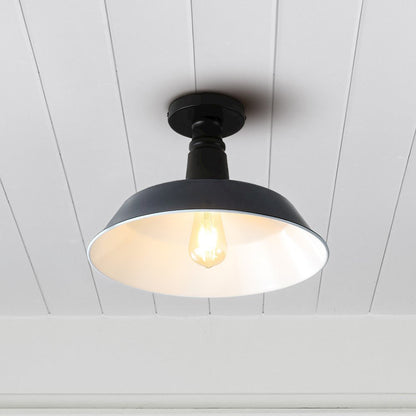 Camila Classic Industrial Indoor/Outdoor Iron Led Semi Flush Mount