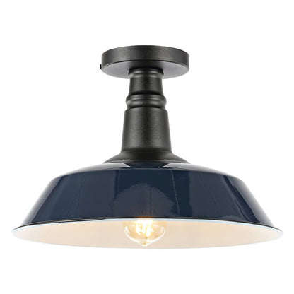 Camila Classic Industrial Indoor/Outdoor Iron Led Semi Flush Mount