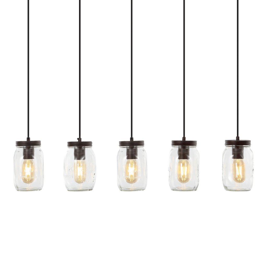 Gaines Farmhouse Industrial Iron Mason Jar Led Pendant