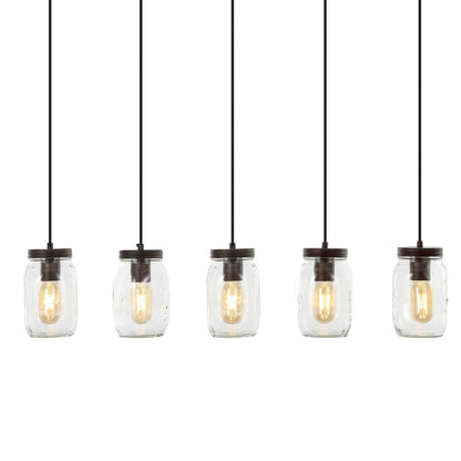 Gaines Farmhouse Industrial Iron Mason Jar Led Pendant