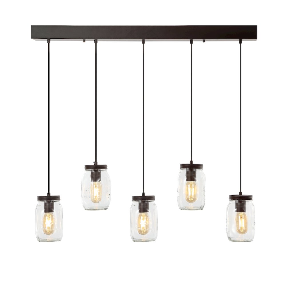 Gaines Farmhouse Industrial Iron Mason Jar Led Pendant