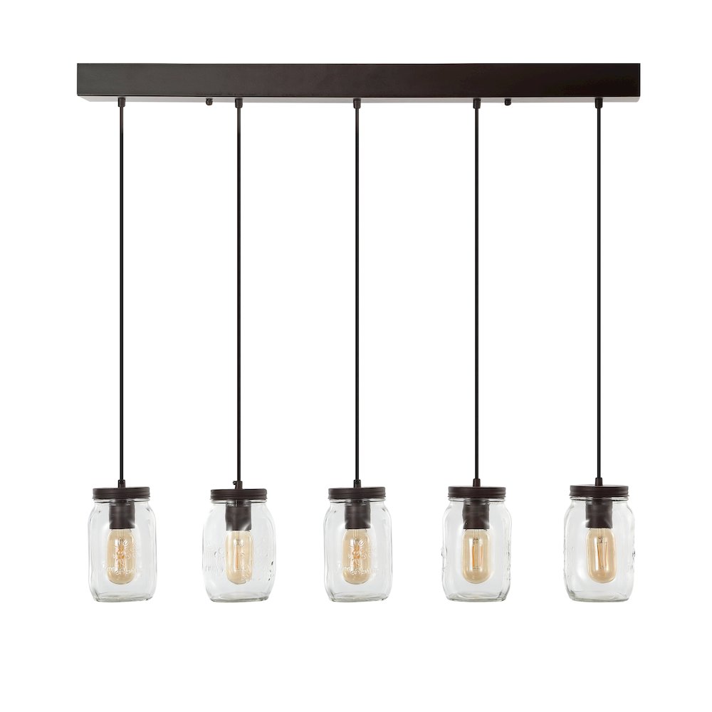 Gaines Farmhouse Industrial Iron Mason Jar Led Pendant