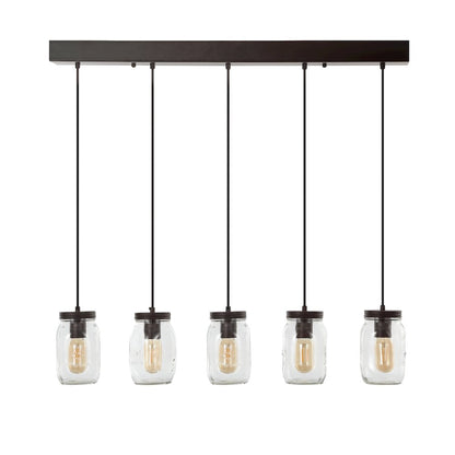 Gaines Farmhouse Industrial Iron Mason Jar Led Pendant