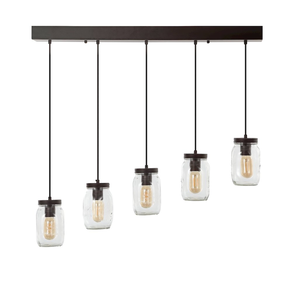 Gaines Farmhouse Industrial Iron Mason Jar Led Pendant