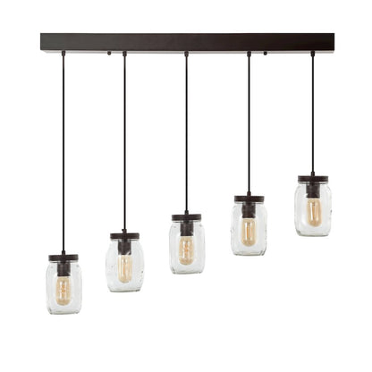 Gaines Farmhouse Industrial Iron Mason Jar Led Pendant