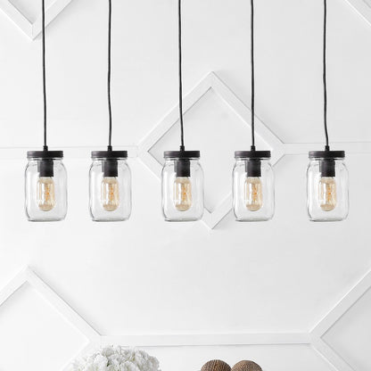 Gaines Farmhouse Industrial Iron Mason Jar Led Pendant