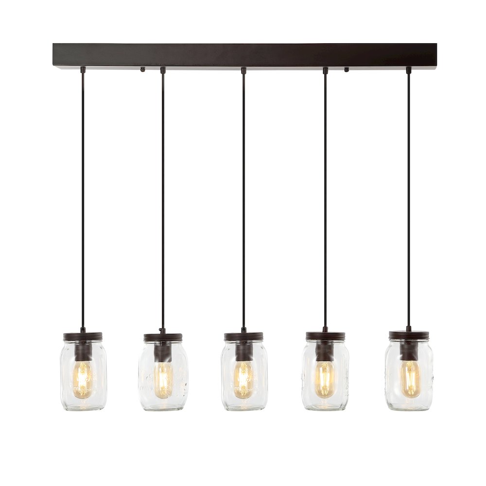 Gaines Farmhouse Industrial Iron Mason Jar Led Pendant