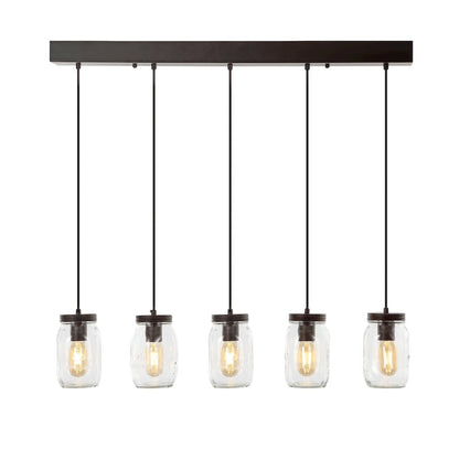 Gaines Farmhouse Industrial Iron Mason Jar Led Pendant
