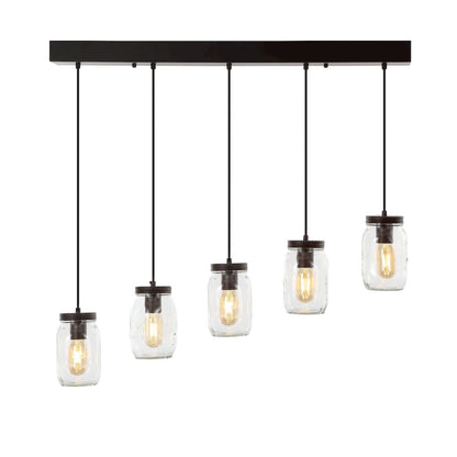 Gaines Farmhouse Industrial Iron Mason Jar Led Pendant