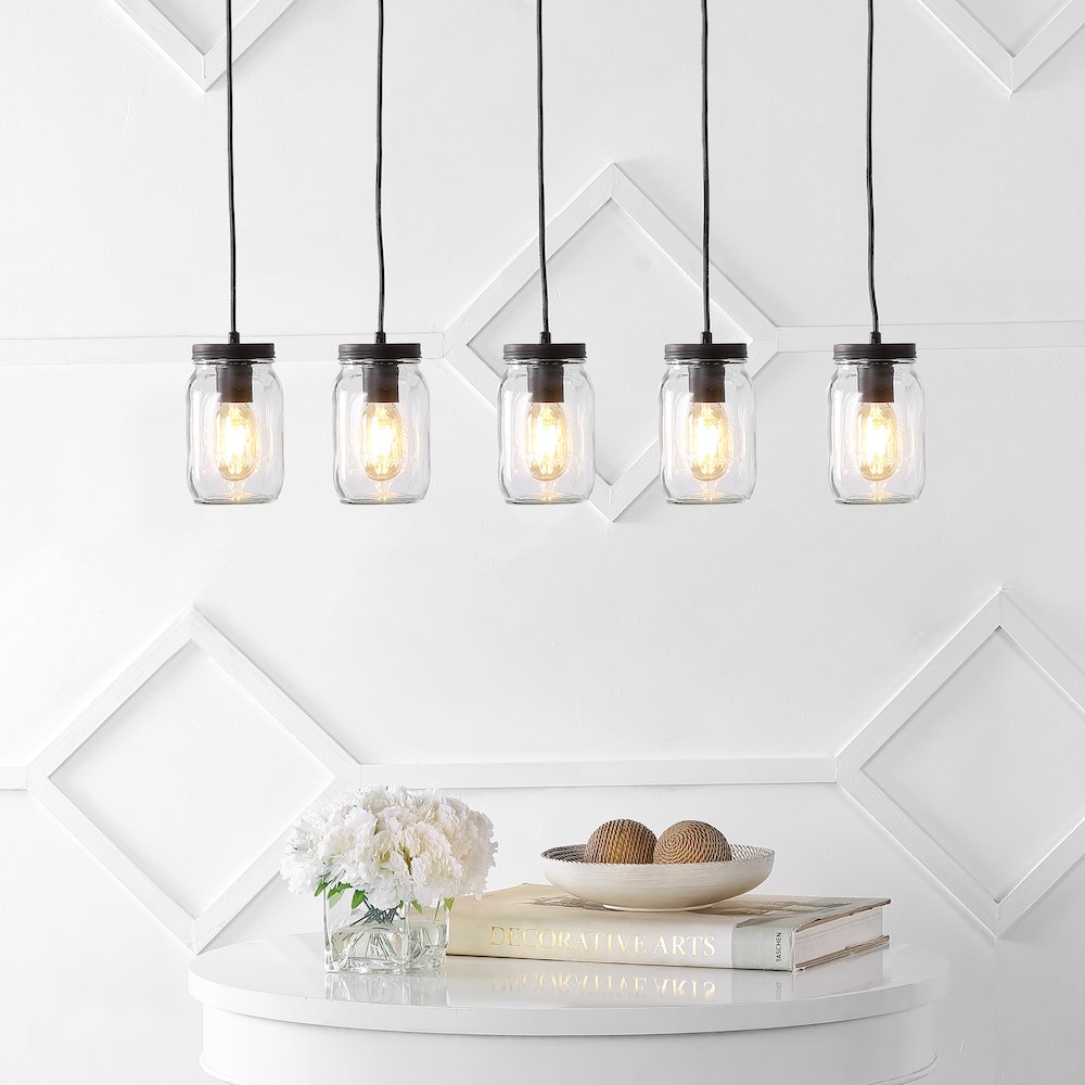 Gaines Farmhouse Industrial Iron Mason Jar Led Pendant