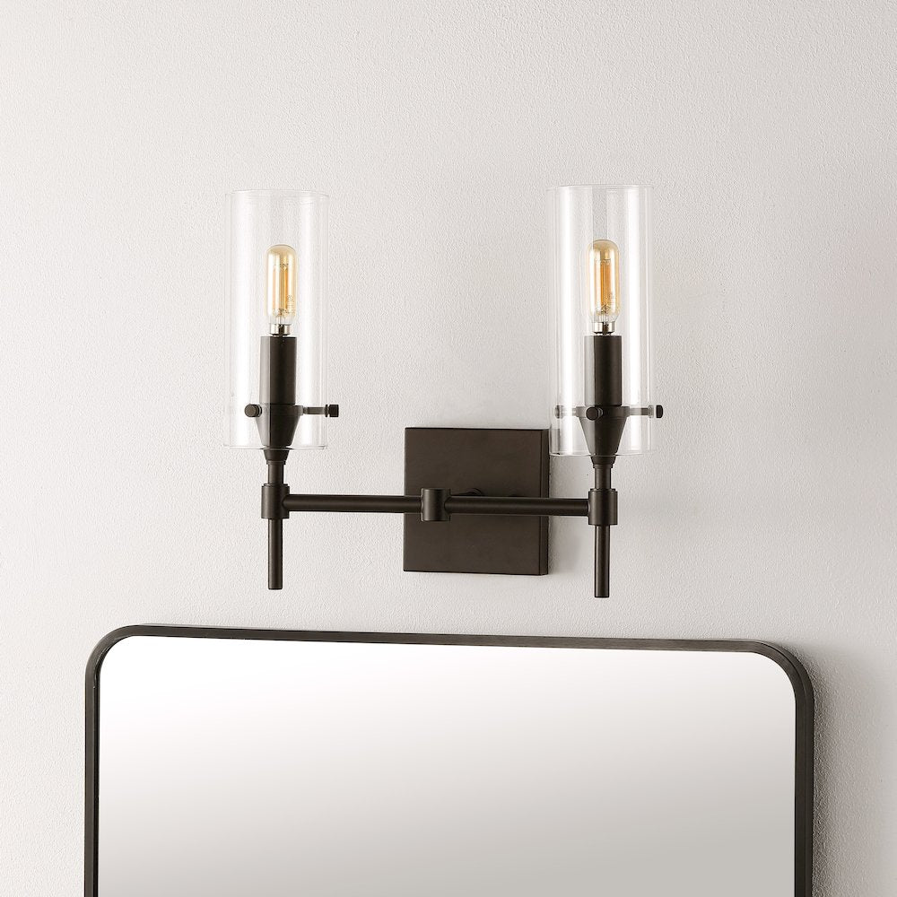 Cato Bohemian Farmhouse Iron/Glass Led Vanity