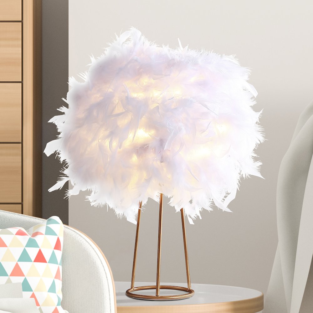 Stork Feather Metal Led Table Lamp