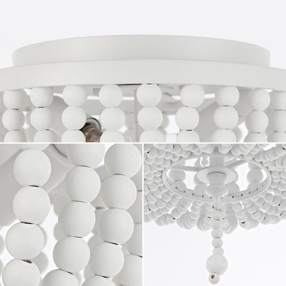 Allison 2-Light Shabby Chic Farmhouse Wood Beaded/Metal Led Flush Mount