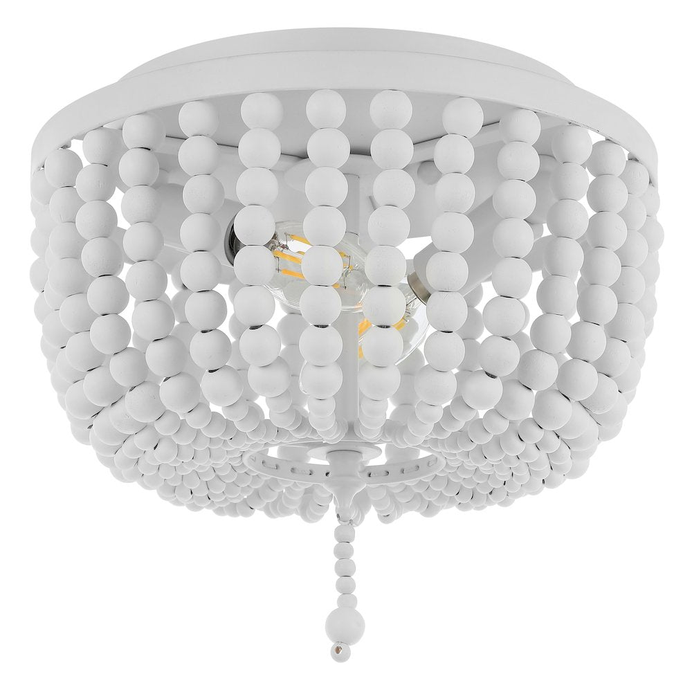 Allison 2-Light Shabby Chic Farmhouse Wood Beaded/Metal Led Flush Mount
