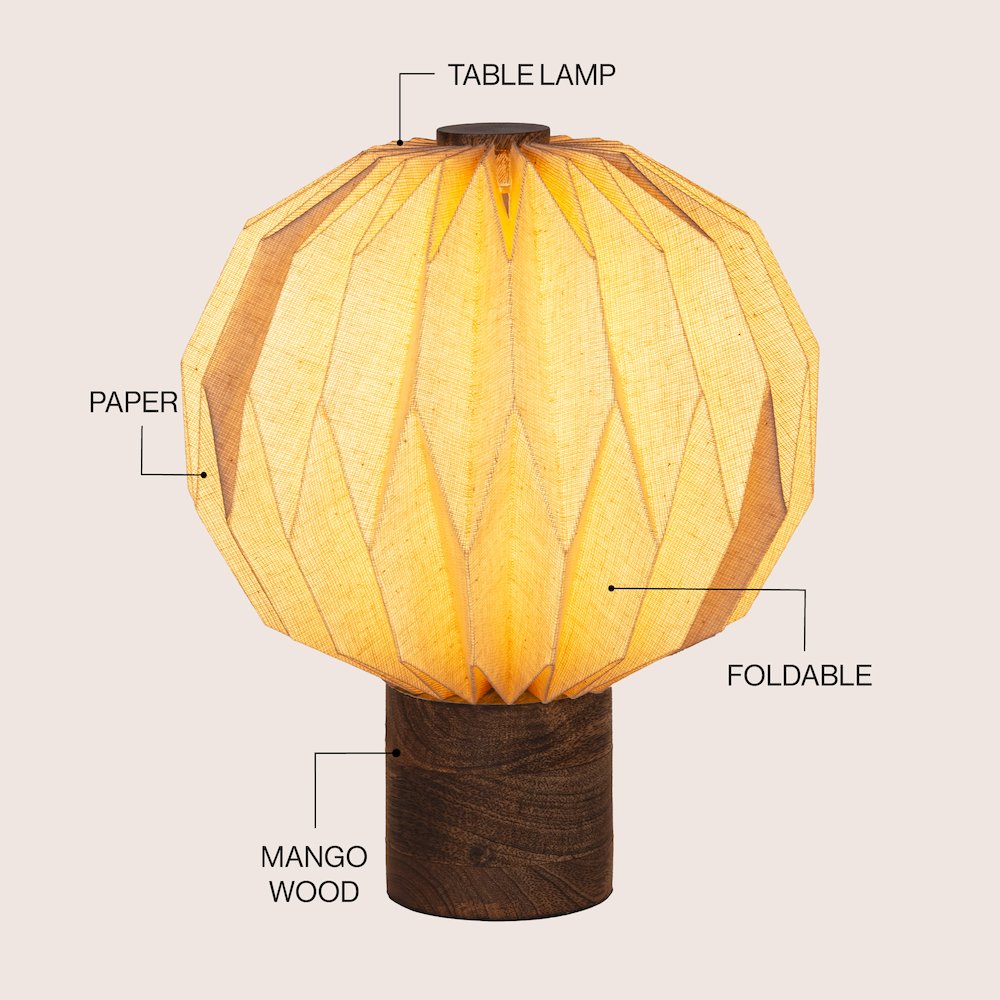 Quincy Modern Minimalist Paper Pleated Orb Accent LED Table Lamp