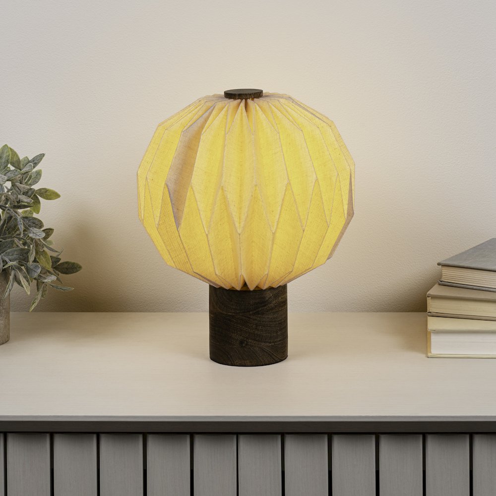 Quincy Modern Minimalist Paper Pleated Orb Accent LED Table Lamp