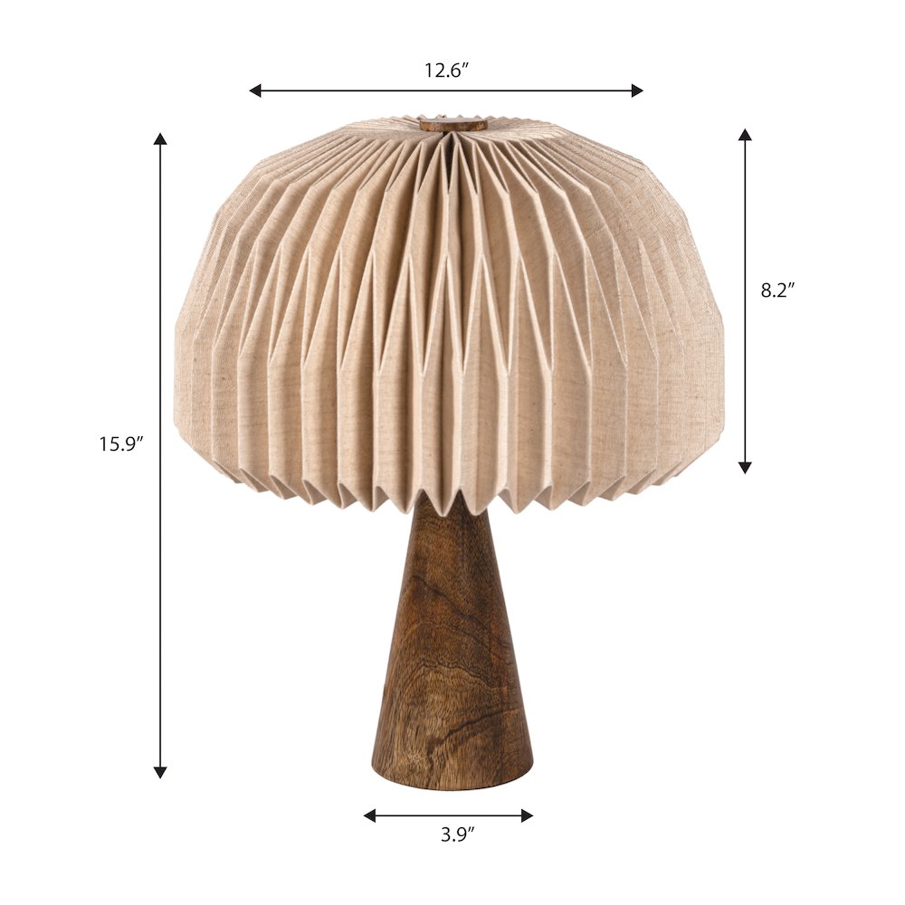 Sylvie Modern Minimalist Paper Pleated Shade Mushroom Accent LED Table Lamp