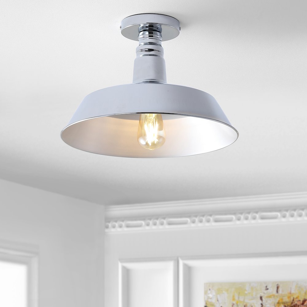Camila Classic Industrial Indoor/Outdoor Iron Led Semi Flush Mount