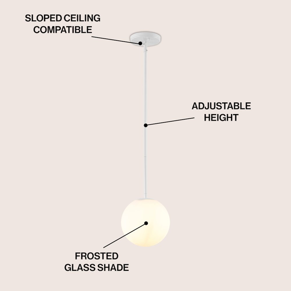 Bleecker 7.75" Metal/Glass Globe LED Pendant, White