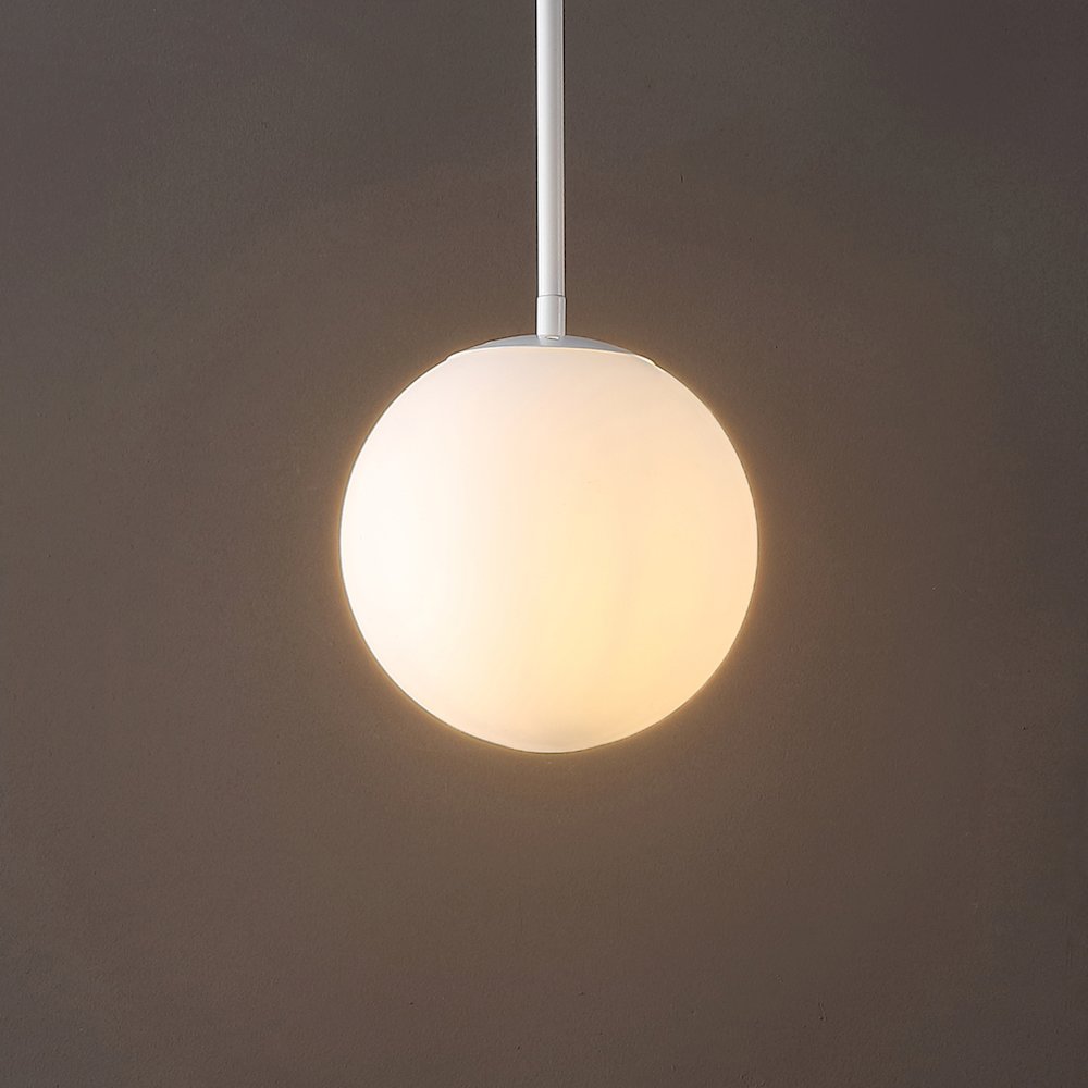 Bleecker 7.75" Metal/Glass Globe LED Pendant, White