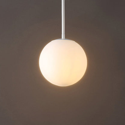 Bleecker 7.75" Metal/Glass Globe LED Pendant, White