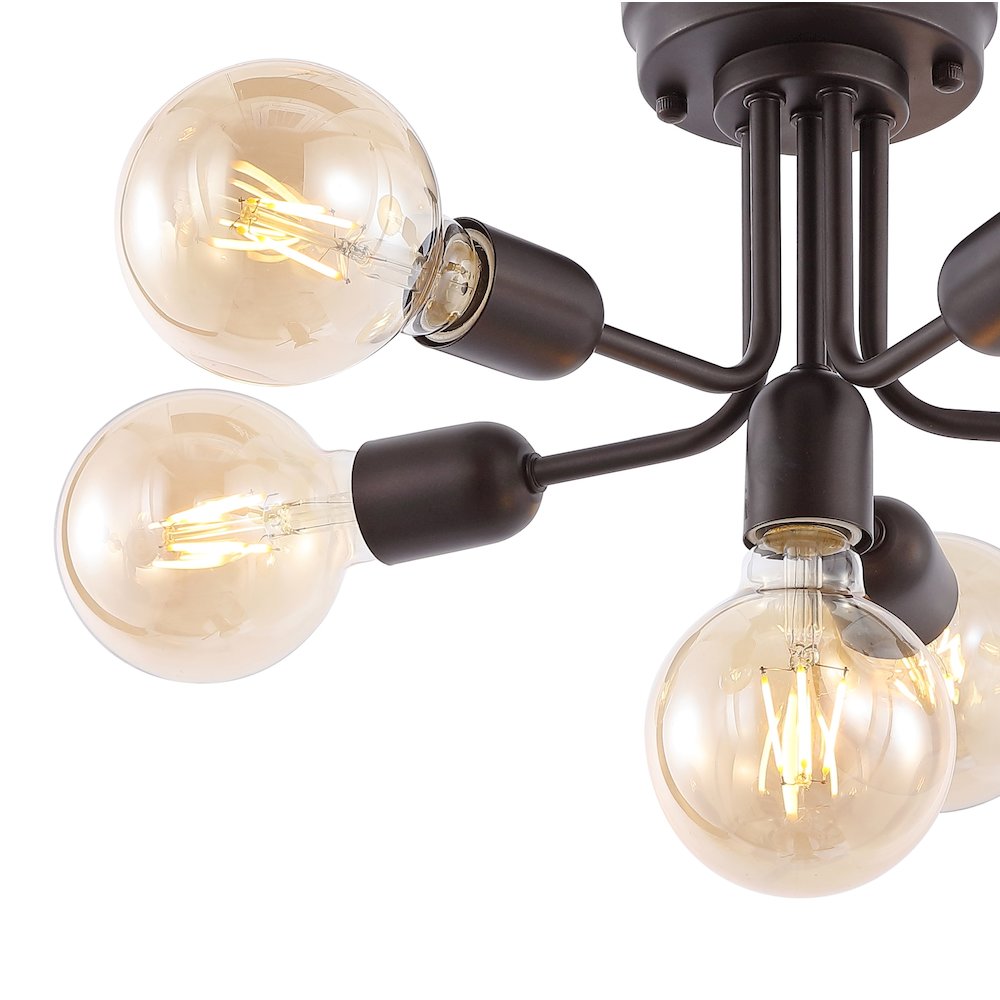 Marcel Globe Farmhouse Modern Iron Bistro Led Semi Flush Mount