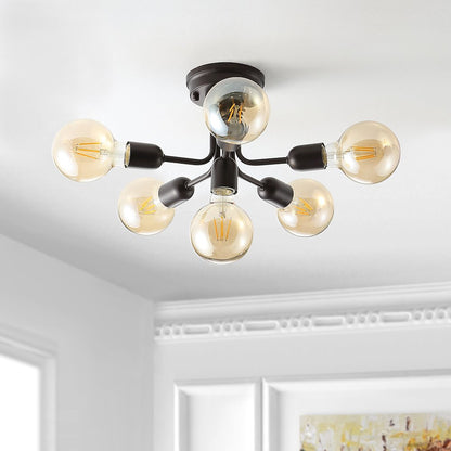 Marcel Globe Farmhouse Modern Iron Bistro Led Semi Flush Mount